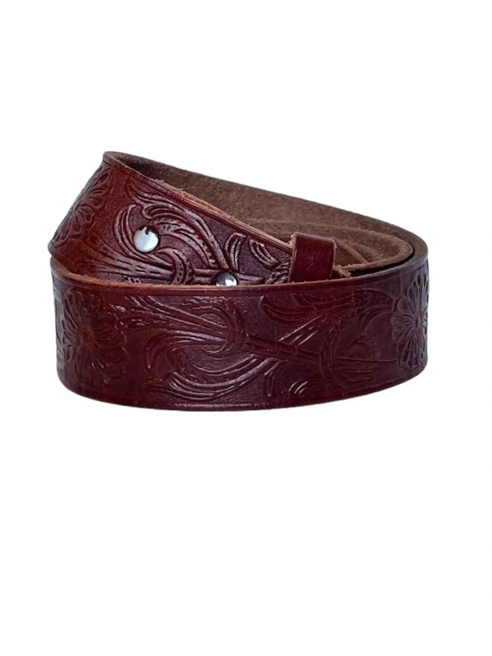 Vintage Brown Leather Tooled Western Belt Cowboy Cowgirl Unisex Boho Festival